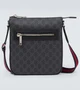 GG холщовая сумка через плечо с кожаными деталями Gucci, Black/Black/Brb 25642176