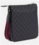 GG холщовая сумка через плечо с кожаными деталями Gucci, Black/Black/Brb 25642176