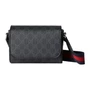 Сумка через плечо миниатюрная мужская черная GUCCI из кожи и холста 26467357