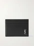 Кожаный картхолдер с аппликацией логотипа SAINT LAURENT, черный 2091457