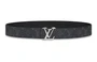 Ремень кожаный Louis Vuitton с серебряной пряжкой, черный 13995126