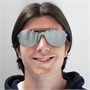 Серебряные Светло-серые Серебряные зеркальные солнцезащитные очки Shield Versace, серебро 11243975