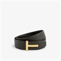 Двусторонний ремень из зернистой кожи с Т-образным логотипом Tom Ford, черный 6399074