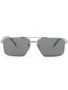 Prada Eyewear солнцезащитные очки с прямоугольной оправой и двойной перемычкой, серебристый 15670921
