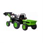 Детский электромобиль трактор с ковшом и прицепом (зеленый, 2WD, EVA) - HL389-LUX-GREEN-TRAILER HL389-LUX-GREEN-TRAILER