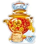 ФМ-11173 Плакат вырубной А4. Самовар с блинами (с блестками в лаке) - группа Посуда 1407792271