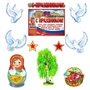 *КБ-16304 Комплект для оформления интерьера. Патриотический (3 плаката А4, плакат А3, 3 голубя А4, 2 звезды и гирлянда с плакатом А3) 1278729604