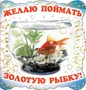 М-5090 Мини-открытка двойная. Желаю поймать золотую рыбку! (текст, серебряная фольга) 821748589