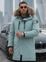 Парка зимняя мужская с капюшоном и мехом енот зеленого цвета 9537-1Z 1166796680
