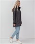 Парка спортивная женская с капюшоном softshell темно-серого цвета 9568TC 245700479