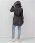 Парка спортивная женская с капюшоном softshell темно-серого цвета 9568TC 245700479