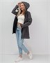 Парка спортивная женская с капюшоном softshell темно-серого цвета 9568TC 245700479