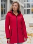 Парка спортивная женская с капюшоном softshell красного цвета 9568Kr 1908918814