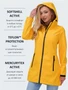 Парка спортивная женская с капюшоном softshell желтого цвета 9568J 79077442