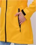 Парка спортивная женская с капюшоном softshell желтого цвета 9568J 79077442