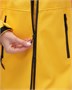Парка спортивная женская с капюшоном softshell желтого цвета 9568J 79077442