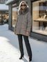 Куртка зимняя женская с мехом и капюшоном тренд коричневого цвета 7660K 870553527