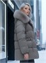 Куртка зимняя женская с мехом и капюшоном тренд коричневого цвета 7639K 1451326812