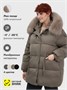 Куртка зимняя женская с мехом и капюшоном тренд коричневого цвета 7639K 1451326812