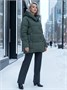 Куртка зимняя женская с капюшоном модная цвета хаки 7651Kh 590049818