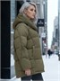 Куртка зимняя женская с капюшоном модная горчичного цвета 7651G 1361441671