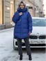 Куртка зимняя женская с капюшоном модная синего цвета 7341S 2143545313