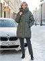 Куртка зимняя женская с капюшоном модная цвета хаки 7653Kh 1230031200