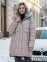 Куртка зимняя женская с капюшоном модная светло-коричневого цвета 7653SK 292483007