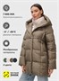 Куртка двубортная женская зимняя с капюшоном коричневого цвета 7736K 2066440832
