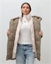 Куртка двубортная женская зимняя с капюшоном коричневого цвета 7736K 2066440832