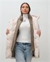 Куртка двубортная женская зимняя с капюшоном бежевого цвета 7736B 1343123954