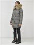 Куртка женская зимняя с мехом енот премиум класса серого цвета 386Sr 1324521716