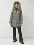 Куртка женская зимняя с мехом енот премиум класса серого цвета 386Sr 1324521716