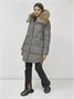 Куртка женская зимняя с мехом енот премиум класса серого цвета 386Sr 1324521716