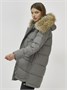 Куртка женская зимняя с мехом енот премиум класса серого цвета 386Sr 1324521716