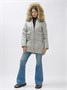 Куртка женская зимняя с мехом енот премиум класса серого цвета 3141Sr 544600556