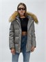 Куртка женская зимняя с мехом енот премиум класса серого цвета 3215Sr 269108868
