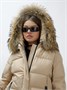 Куртка женская зимняя с мехом енот премиум класса бежевого цвета 3215B 1489965960