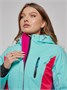 Горнолыжная куртка женская зимняя бирюзового цвета 2201-1Br 1632502953