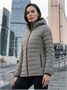 Куртка женская гибридная стёганая с капюшоном с графеновой подкладкой бежевого цвета 9622_1B 1894169481