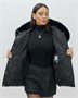 Куртка зимняя женская с мехом и капюшоном тренд черного цвета 7759Ch 1300994853