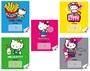 74558 Тетрадь Hello Kitty, формат А5, на скрепке, 18 листов, клетка с полями, внутренний блок офсет 60-65 г, 92% белизна, обложка мелованный картон + ВД-лак, 5 дизайнов в спайке 1472935305