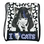 73978 Мешок для обуви Аниме I love cats, 1 отделение, размер 370*470 мм, петля для подвеса, полиэстер, 210 ден 174778758