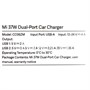 Зарядка USB-устройств от "прикуривателя" автомобиля Xiaomi Mi 37W Dual Port Car Charger CC06ZM Black 1542475861