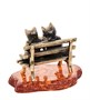 AM-1054 Фигурка «Коты Пара с котятами» (латунь, янтарь) 1682379269