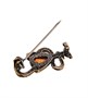 AM-2585 Брошь «Змея в геральдике» (латунь, янтарь) 1319860608