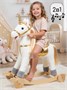 Единорог каталка-качалка AMAROBABY (Unicorn), с колесами, белый/золотой AMARO-28UNI-BeZo
