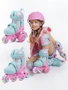 Ролики Amarobaby Glide раздвижные со светящимися колесами и защитой, розовый/бирюзовый, размер 25-28 AB23-35TN/0618-25