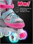 Ролики Amarobaby Wow раздвижные со светящимися колесами, розовые/голубые AB24-35WOW/1906-26