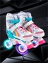 Ролики Amarobaby Disco раздвижные со светящимися колесами, розовые, размер 26-29 AMARO-35Di-Pi-26